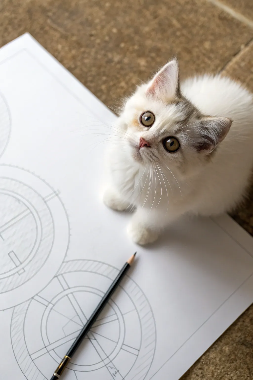 Cute big-eyed pet portrait drawing with light guidelines, simple lines, and cozy personality