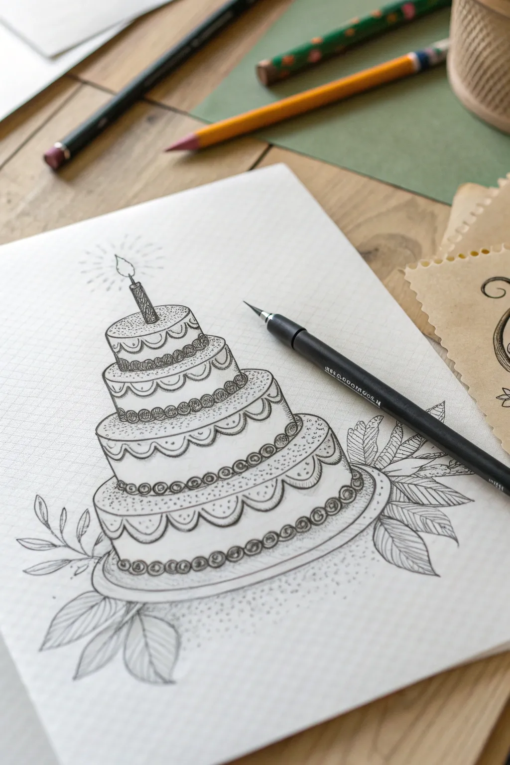 Master the art of the classic tiered cake sketch for your handmade birthday cards.