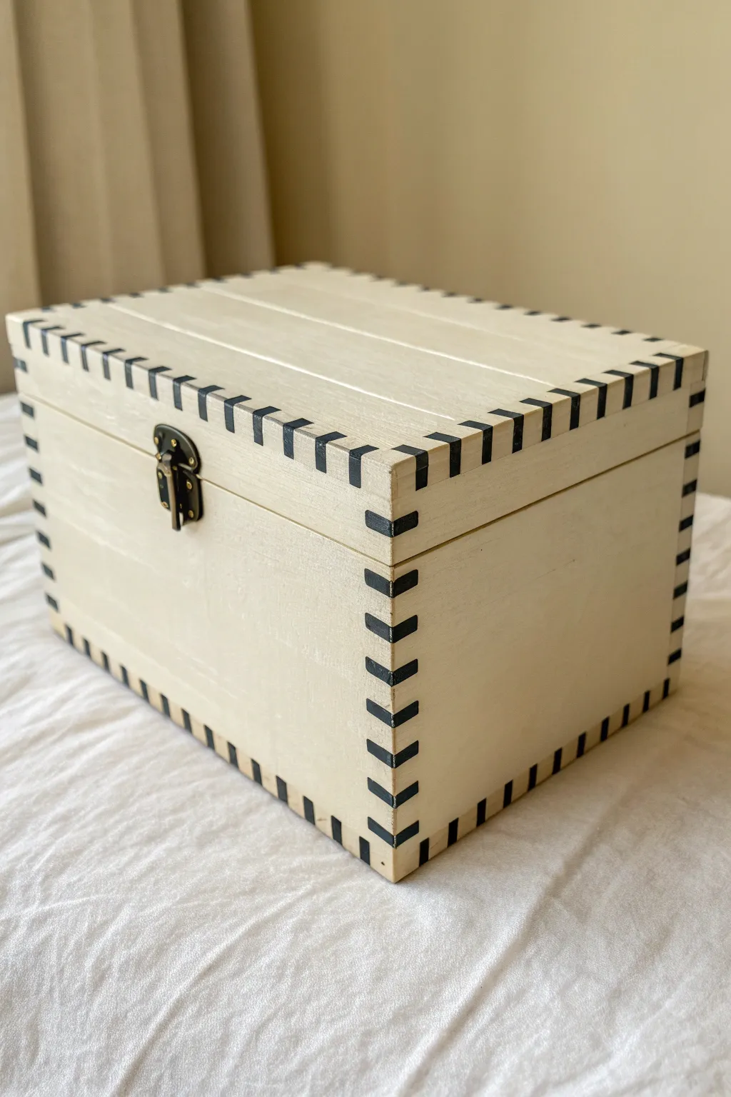 Minimal striped DIY box with crisp tape lines, matte finish, and calm Scandinavian vibes.