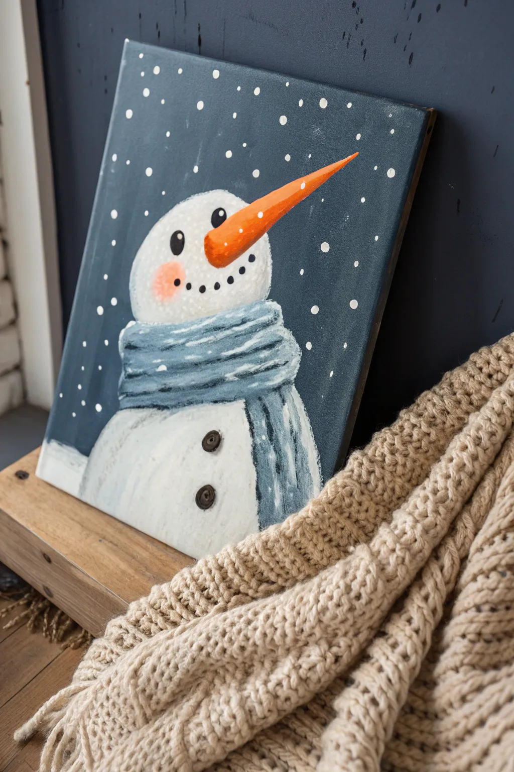 Capture winter magic with this whimsical snowman painting idea. Perfect for cozy holiday decor.