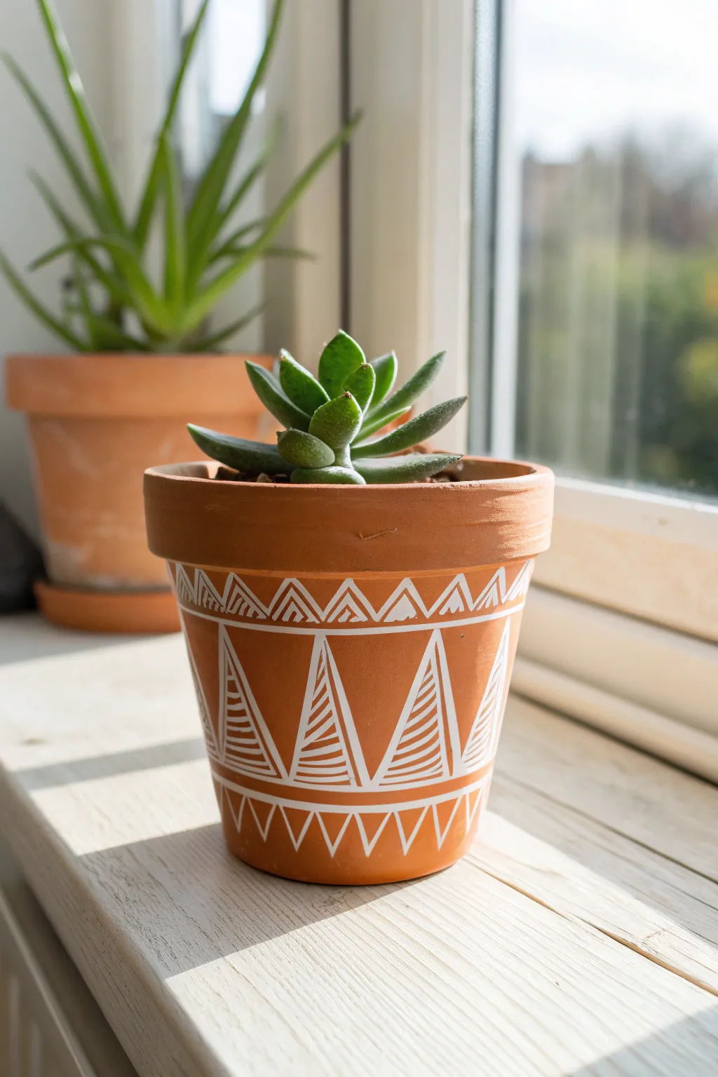 Achieve sharp geometric patterns easily using tape resist for a modern Scandi look.