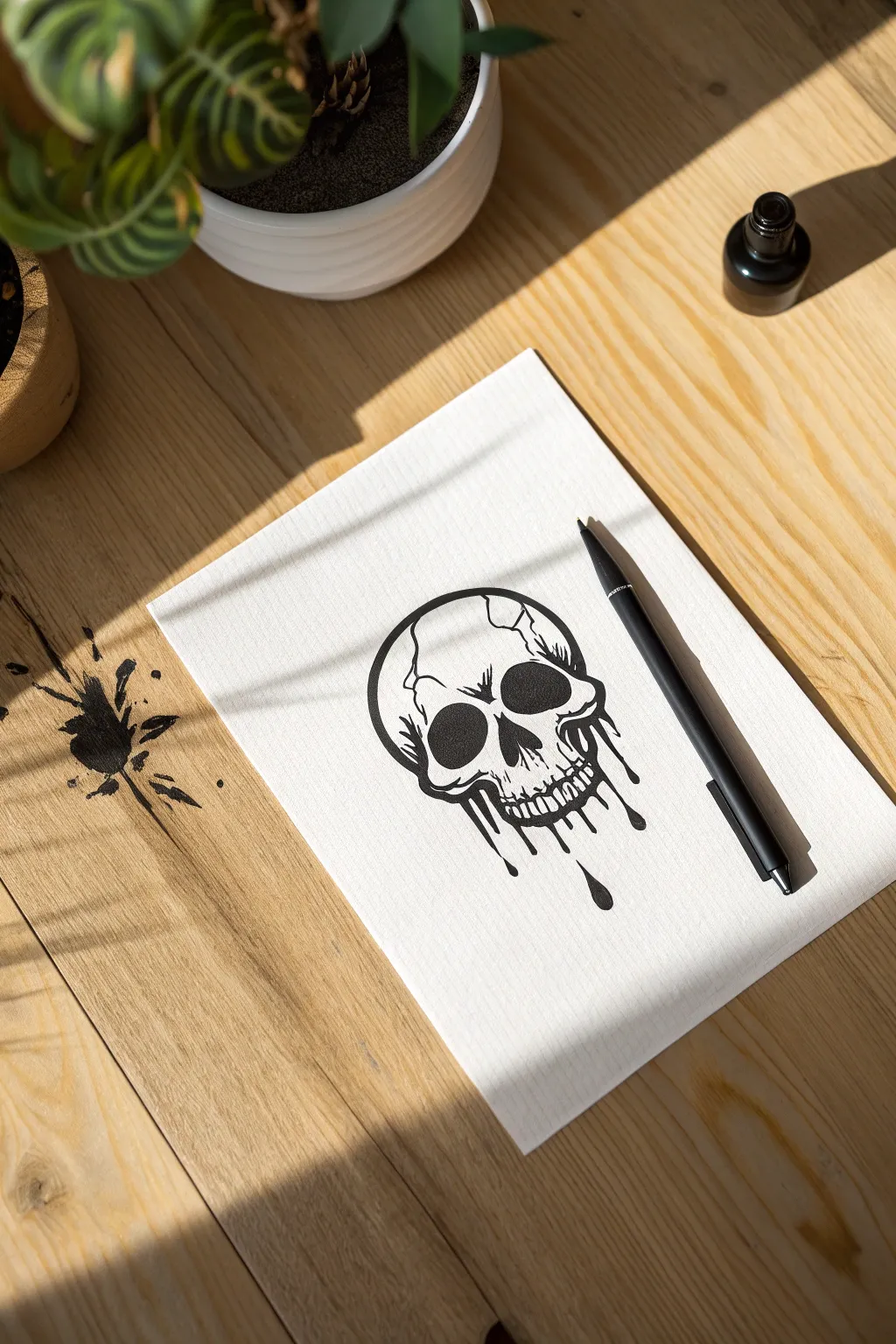 A bold yet simple graffiti skull sketch, perfect for aspiring young artists.