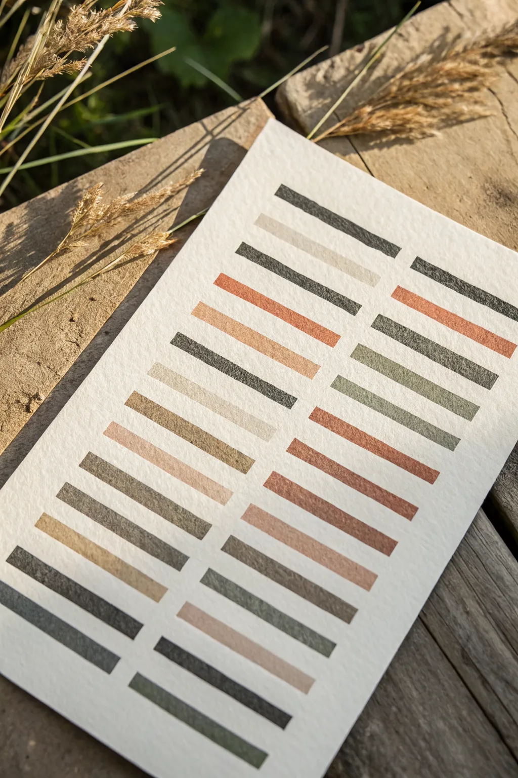 Classic stripe swatches with playful width, spacing, and direction changes in a calm Nordic palette