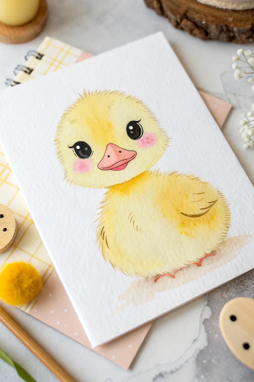 Kawaii duckling face close-up in minimalist pastel style, perfect for easy cute sketches.