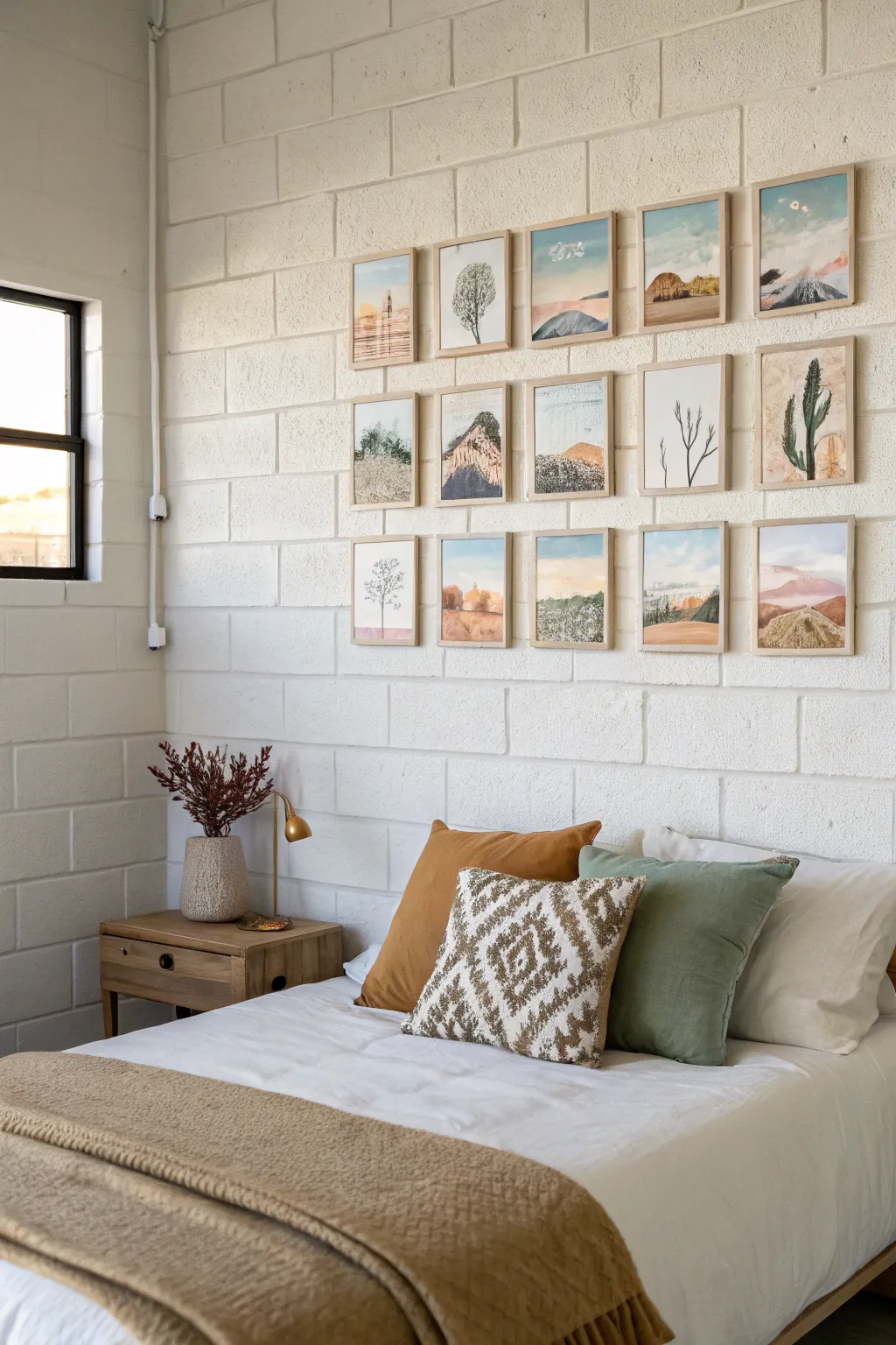 Renter-friendly mini canvas gallery wall grid for an instant cozy dorm upgrade