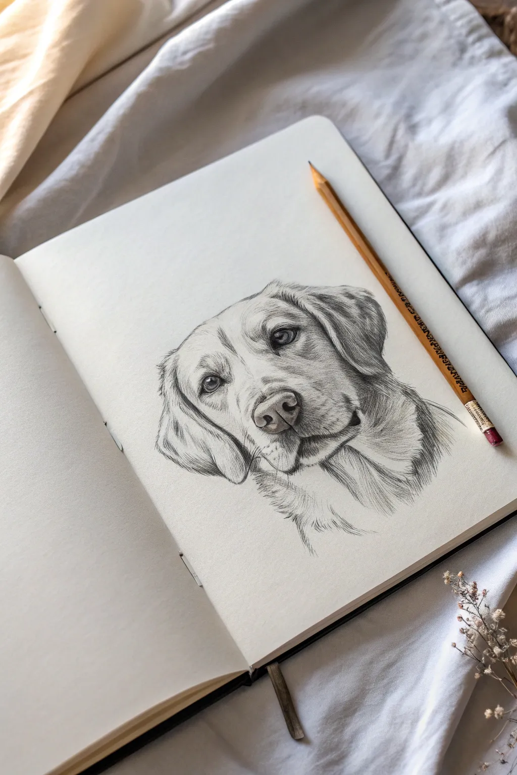 Easy pet portrait sketch: simple shapes and soft graphite shading, perfect for a 12-year-old