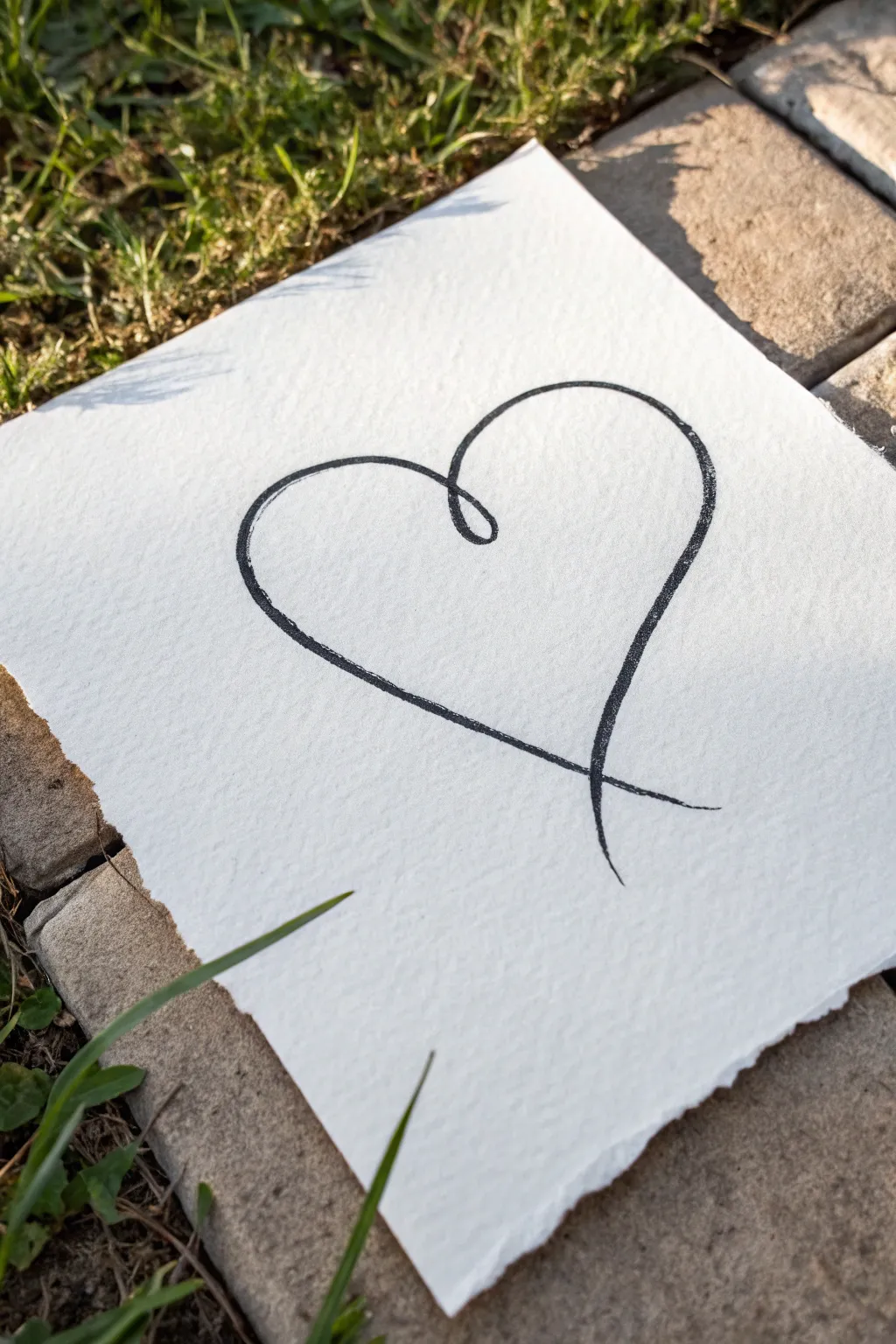 Capture the essence of minimalist beauty with this elegant continuous line heart drawing.