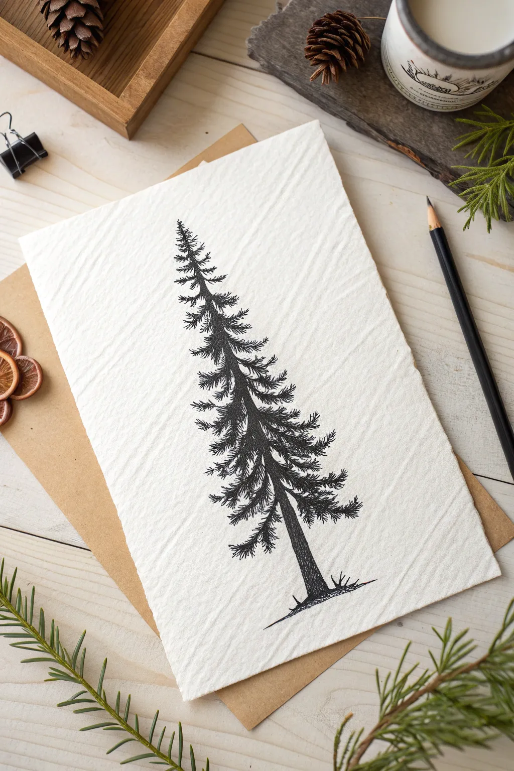 Capture the essence of the forest with this bold and simple pine tree silhouette.
