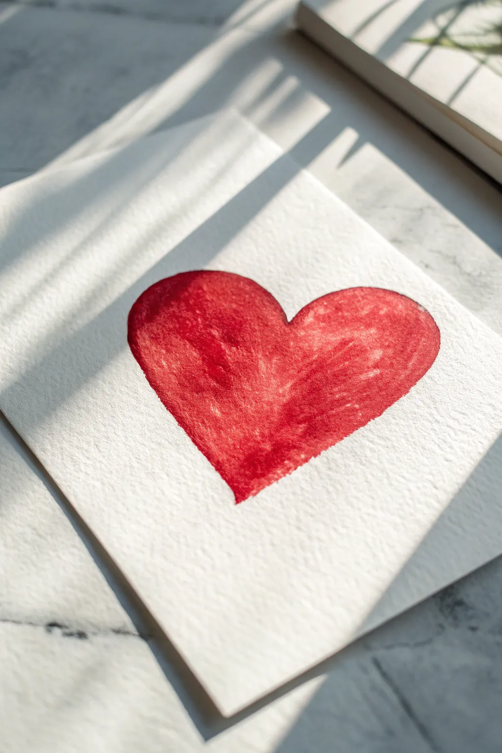 Classic solid red heart with a soft gray shadow, crisp, minimal, and perfect for beginners.