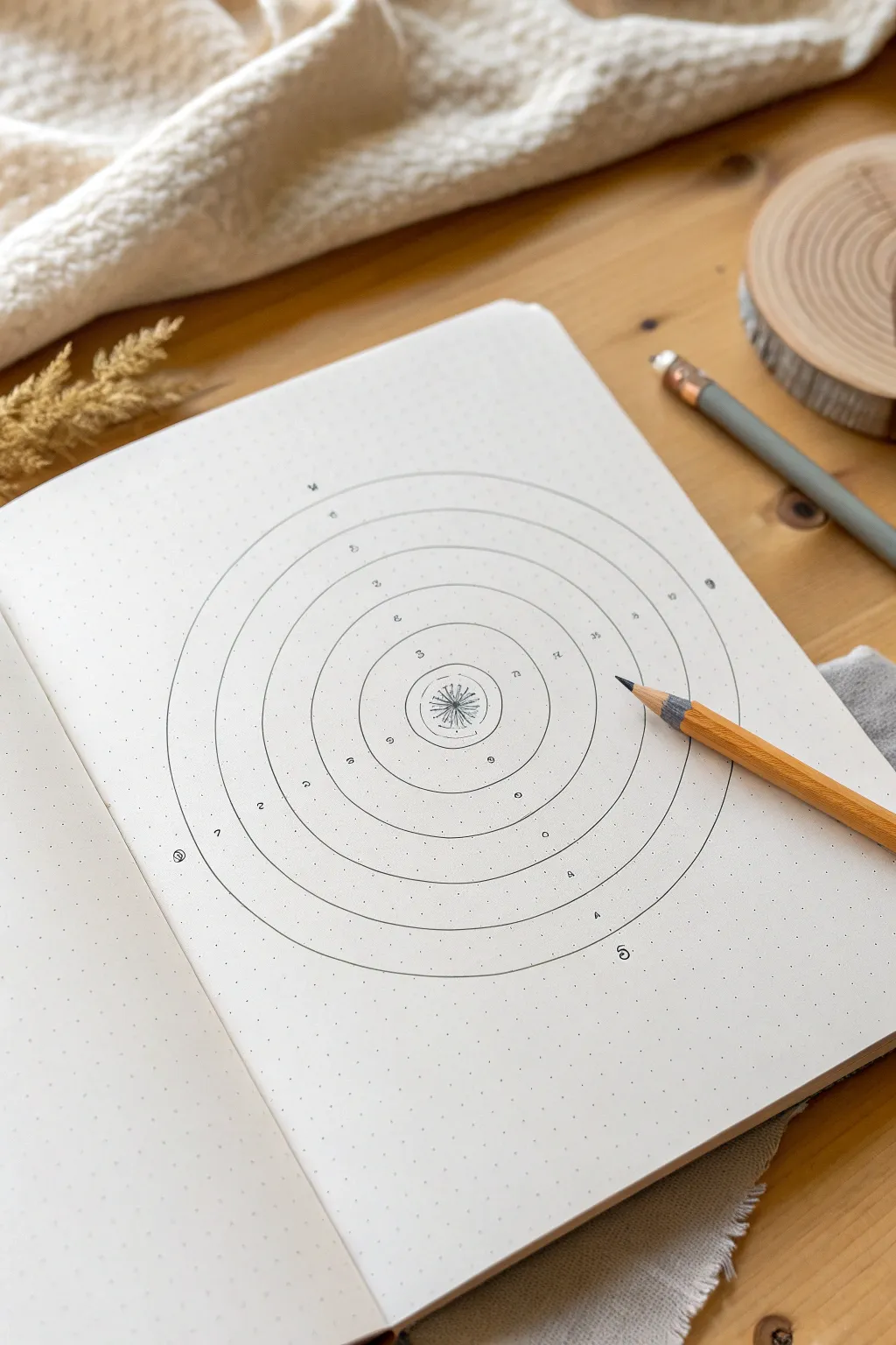 Concentric circle starter mandala: a simple center dot and rings to begin your pattern