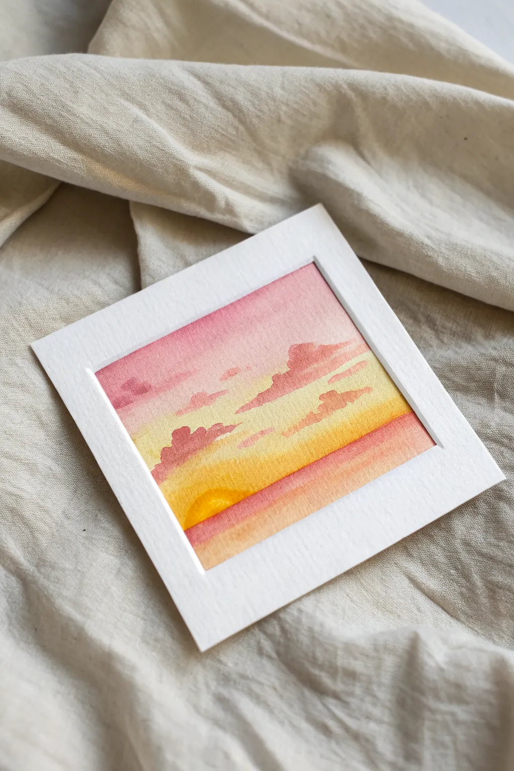 Simple sunset gradient sky painting idea with soft clouds and a clean horizon for beginners