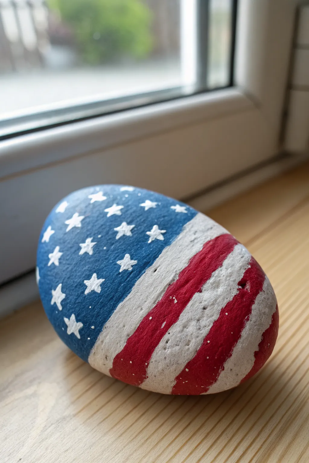 Classic stars and stripes painted rock for easy patriotic craft inspiration today