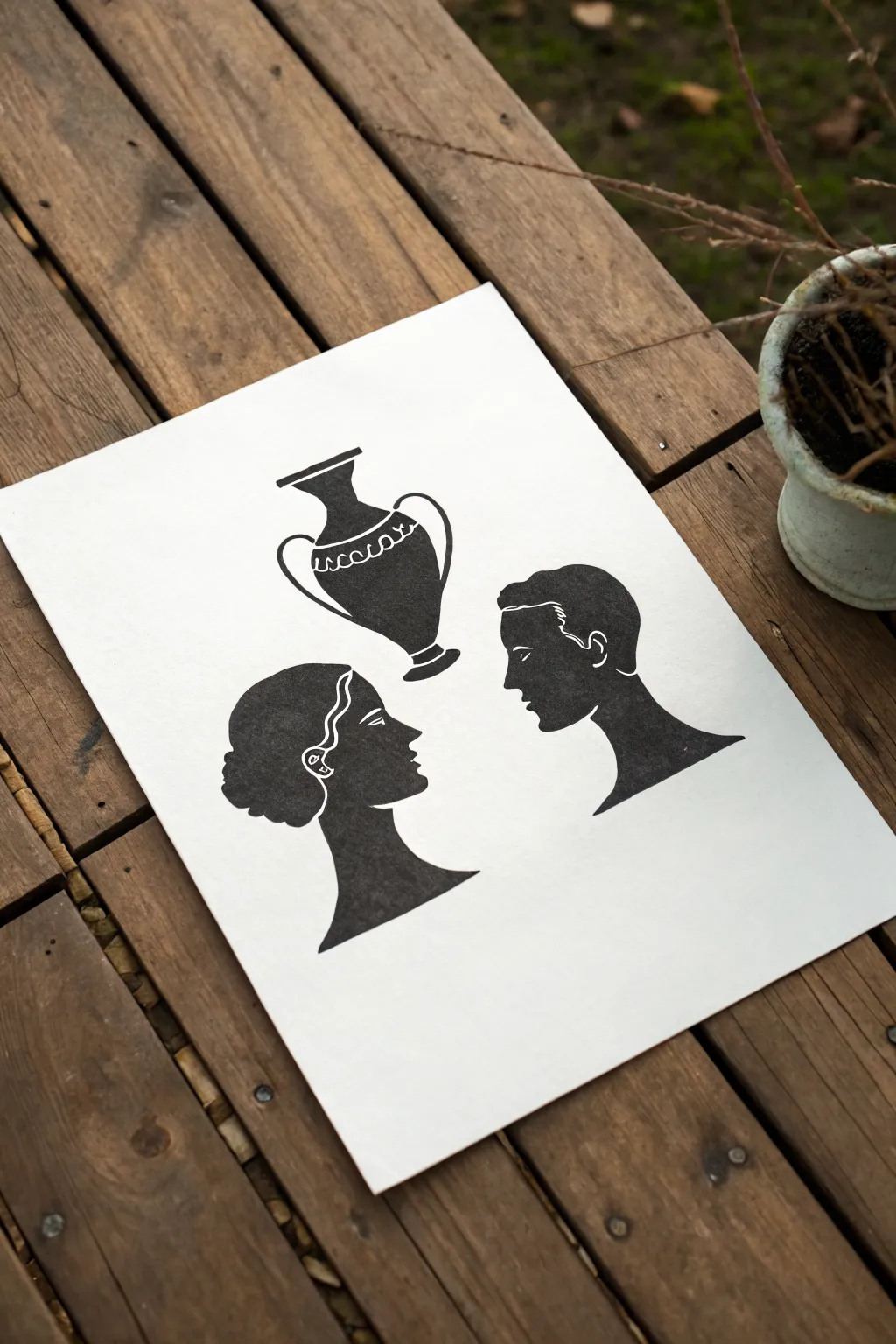 Try the classic faces-or-vase illusion: bold black shapes, clean edges, perfect for beginners.