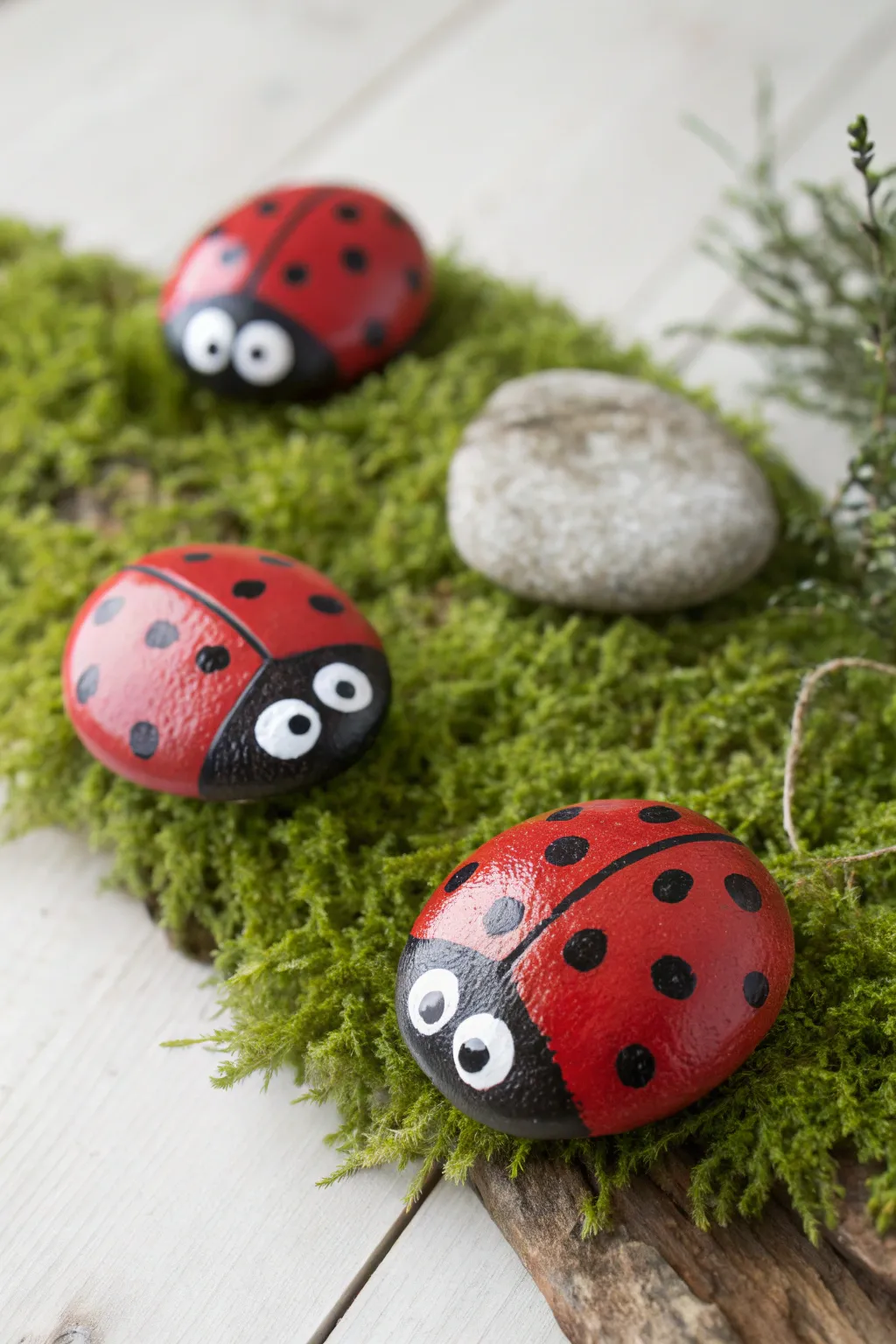 Bring good luck to your garden with these adorable classic red ladybug painted rocks.
