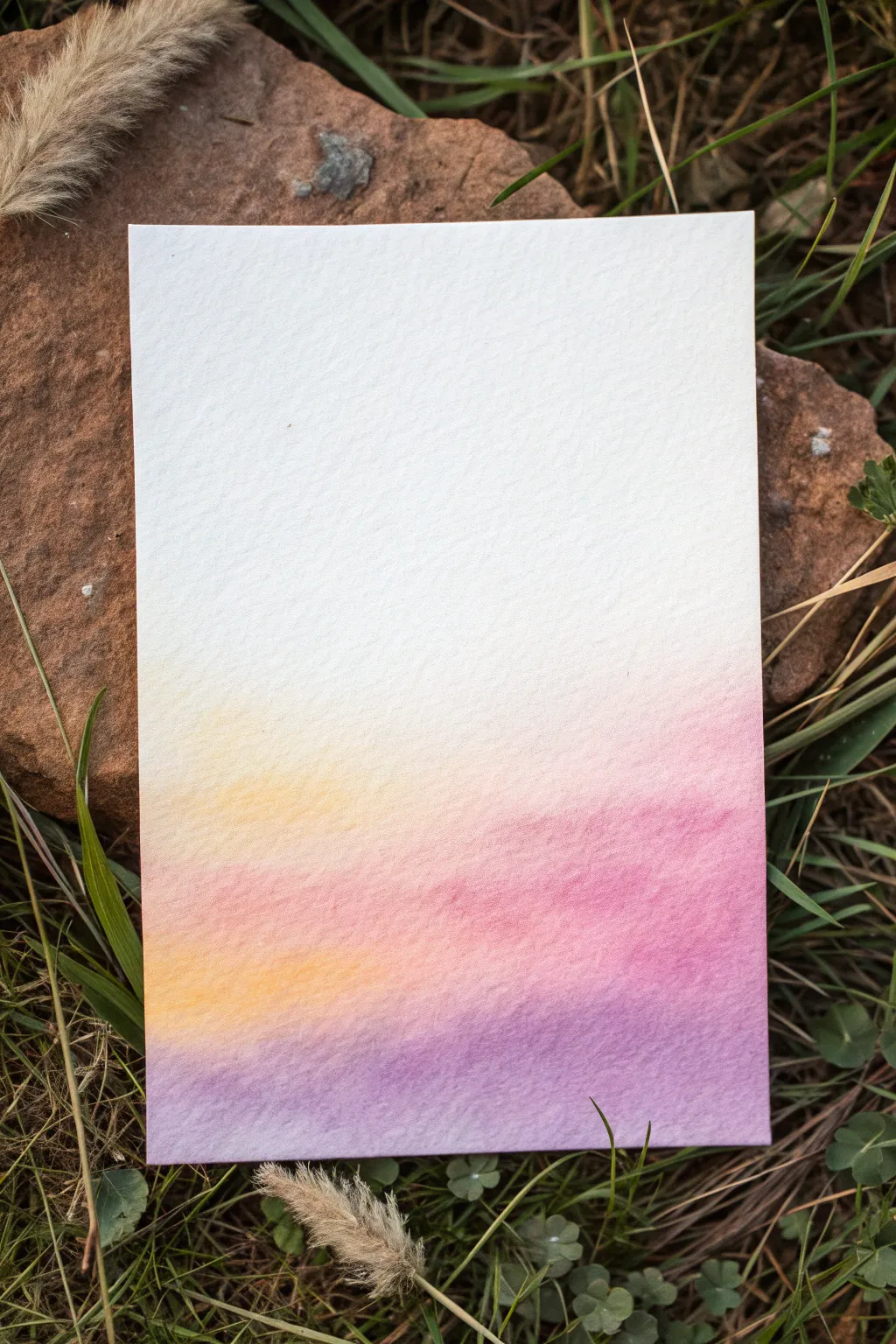 Simple watercolor sunset gradient wash with soft glow and clean white space below
