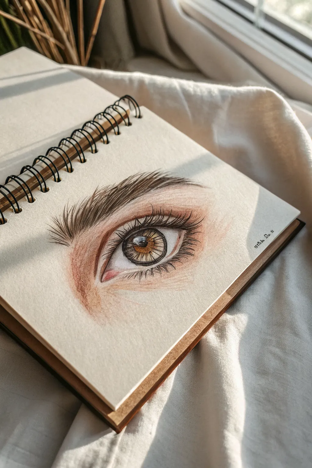 Intense eye study with crisp reflections and skin texture, perfect for realistic shading practice