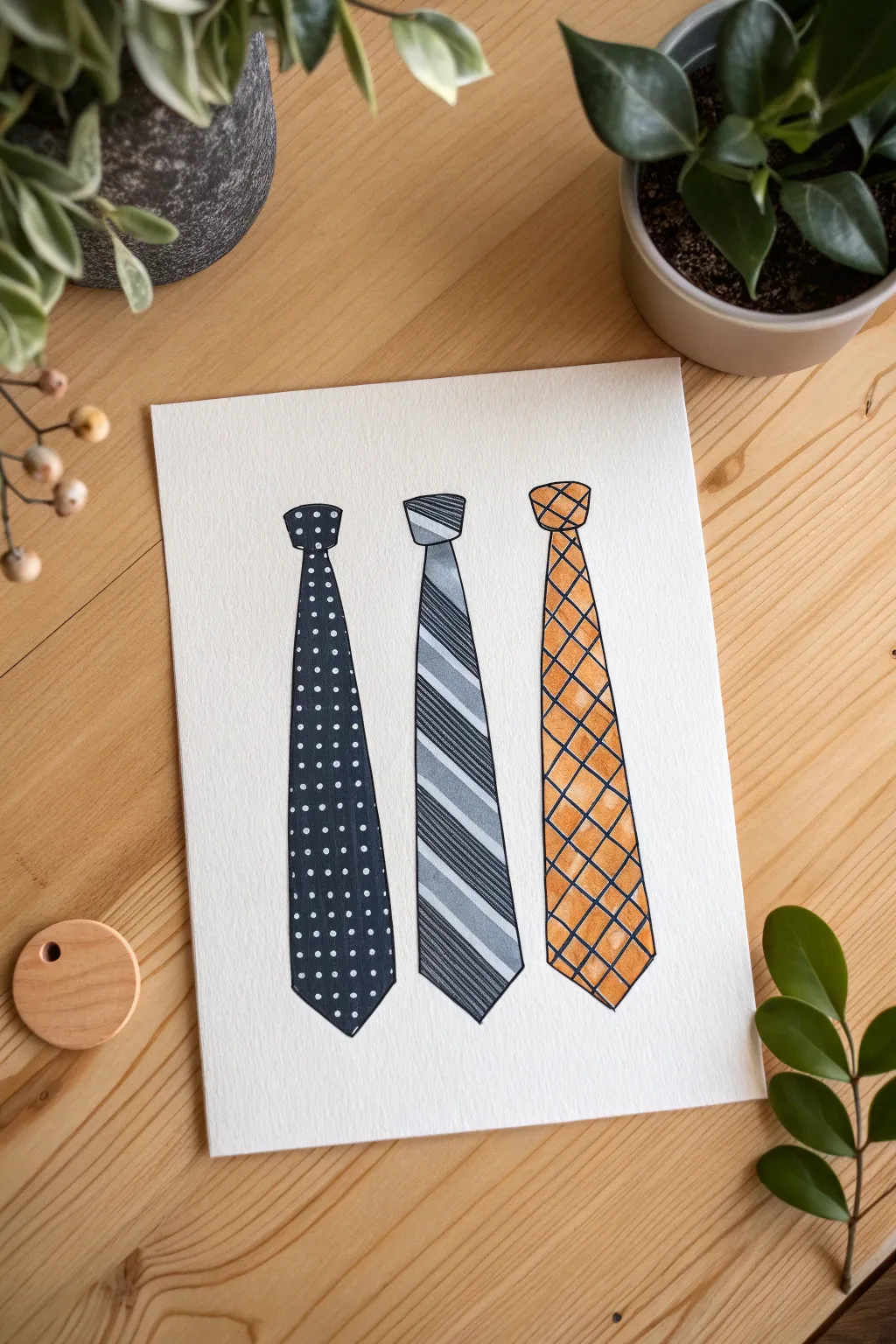 Create a stylish handmade gift with these classic patterned necktie drawing ideas for Dad.