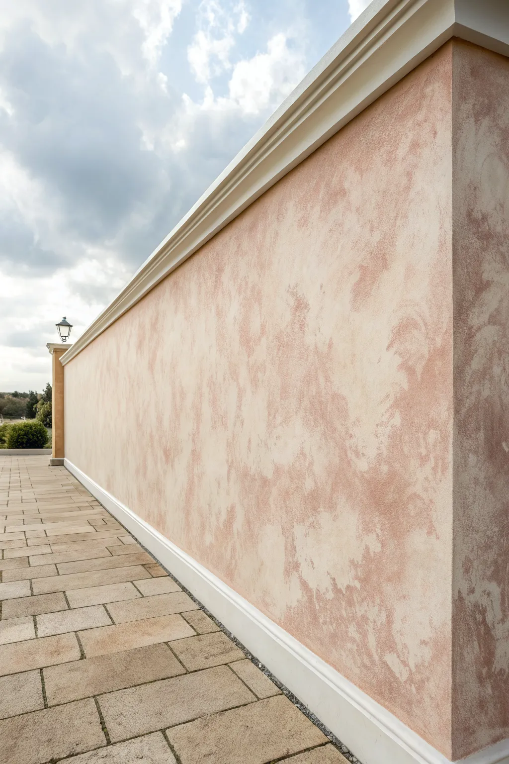 Soft sponging faux finish in warm neutrals, showing gentle mottling and handcrafted depth