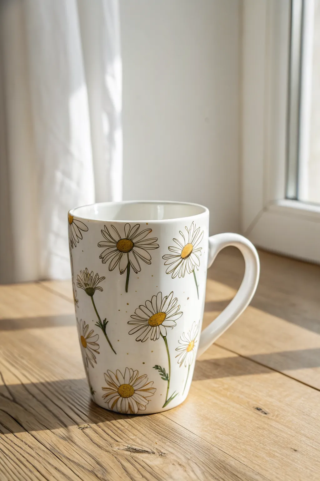 Classic daisy scatter mug inspiration, simple Scandinavian styling and sunny handmade charm.