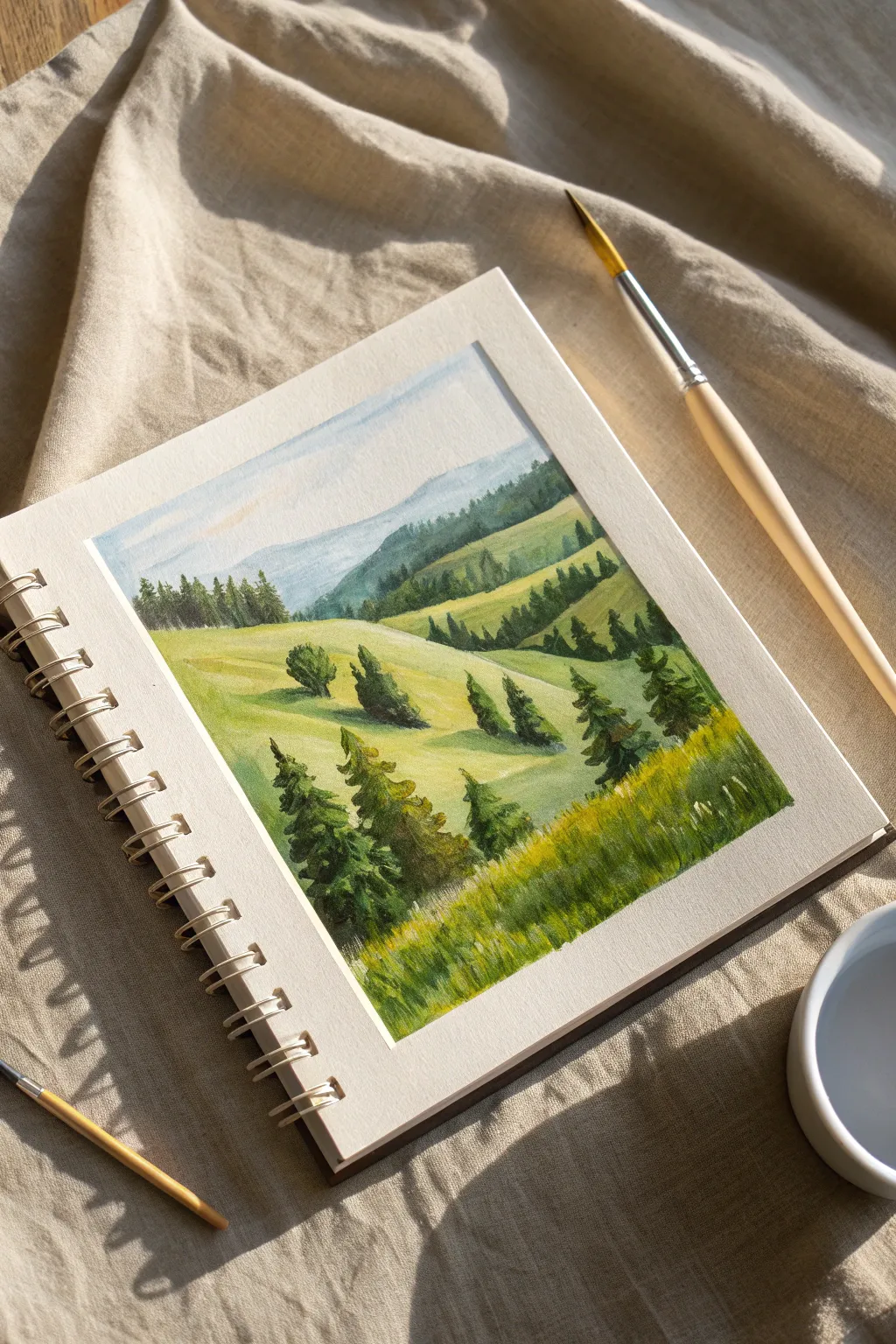 Reveal perfectly crisp white borders on your gouache landscapes for a polished look.