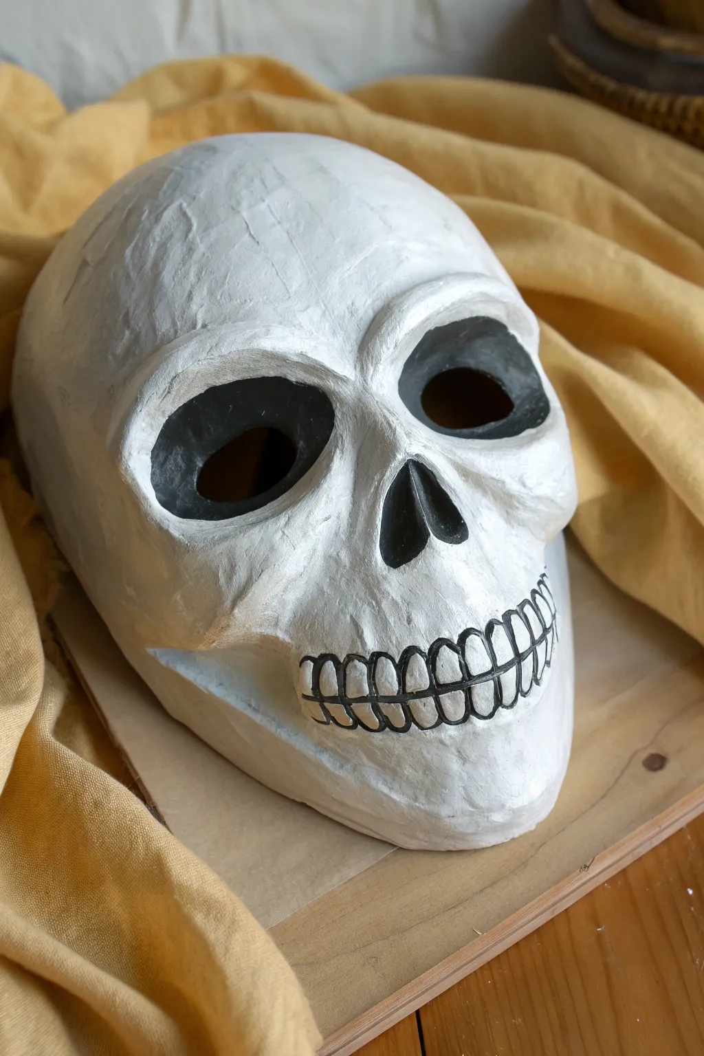 Classic skull mask paint look with deep shadows, smooth blending, and handcrafted brushwork
