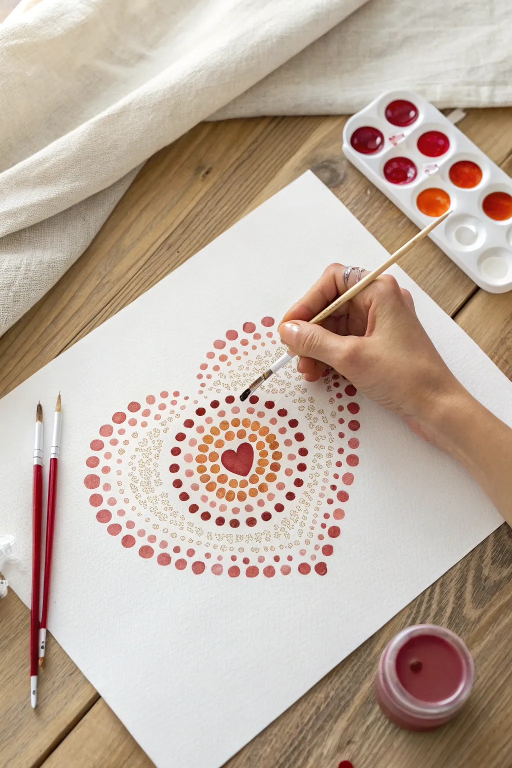 Create a stunning dotted heart mandala using cotton swabs. Simple, therapeutic, and beautiful.
