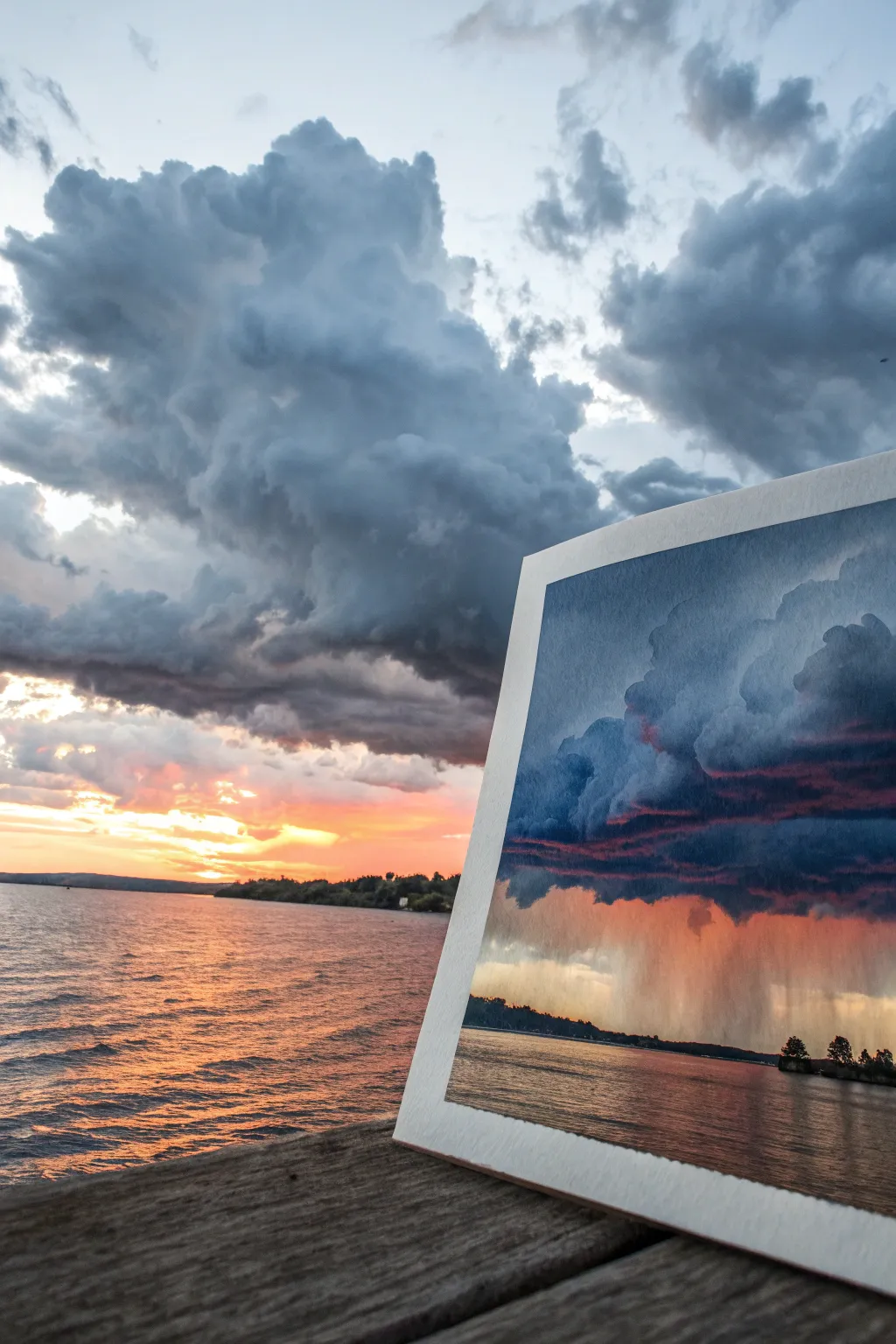 Sunrise After the Storm: dark clouds fading into a warm dawn glow, capturing a hopeful transition