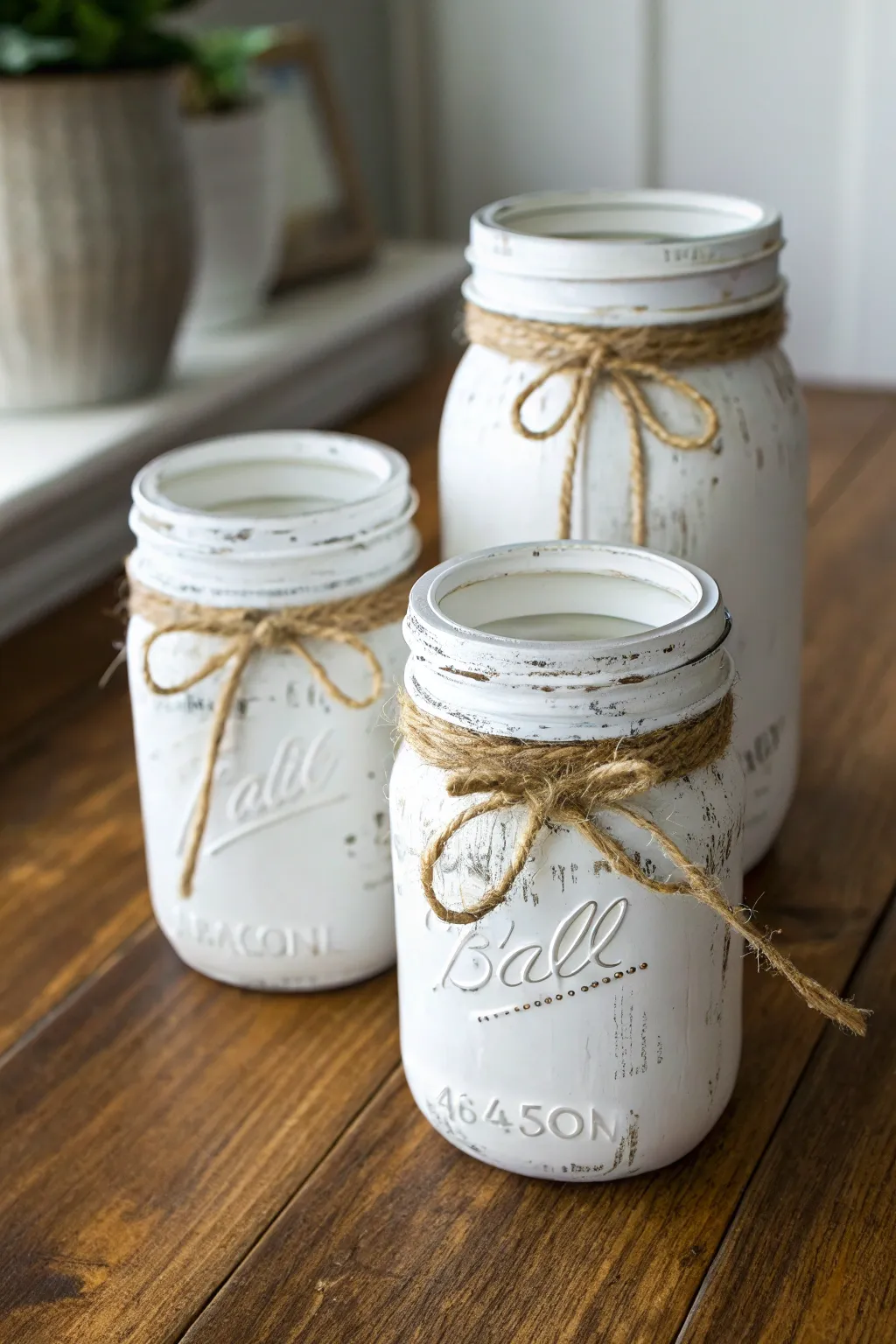 Achieve the perfect farmhouse look with these easy DIY distressed chalk paint mason jars.