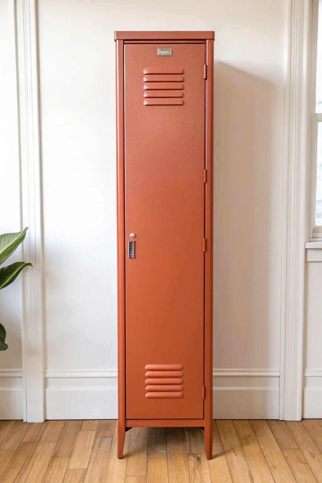 Solid-color locker refresh in a muted boho hue, matte finish, clean lines, high contrast.