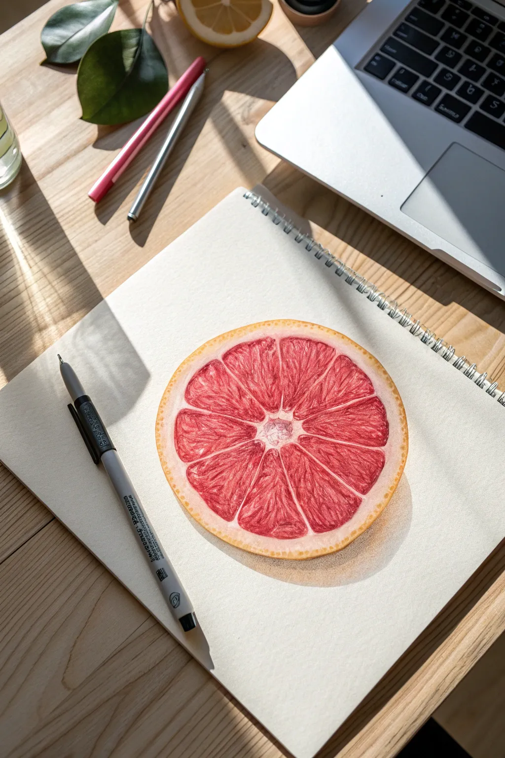 Capture the zest with this juicy grapefruit marker drawing idea for your sketchbook.