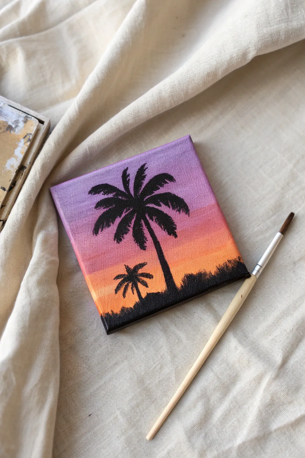 Capture the evening sky on a tiny canvas. Simple, stunning, and perfect for beginners!