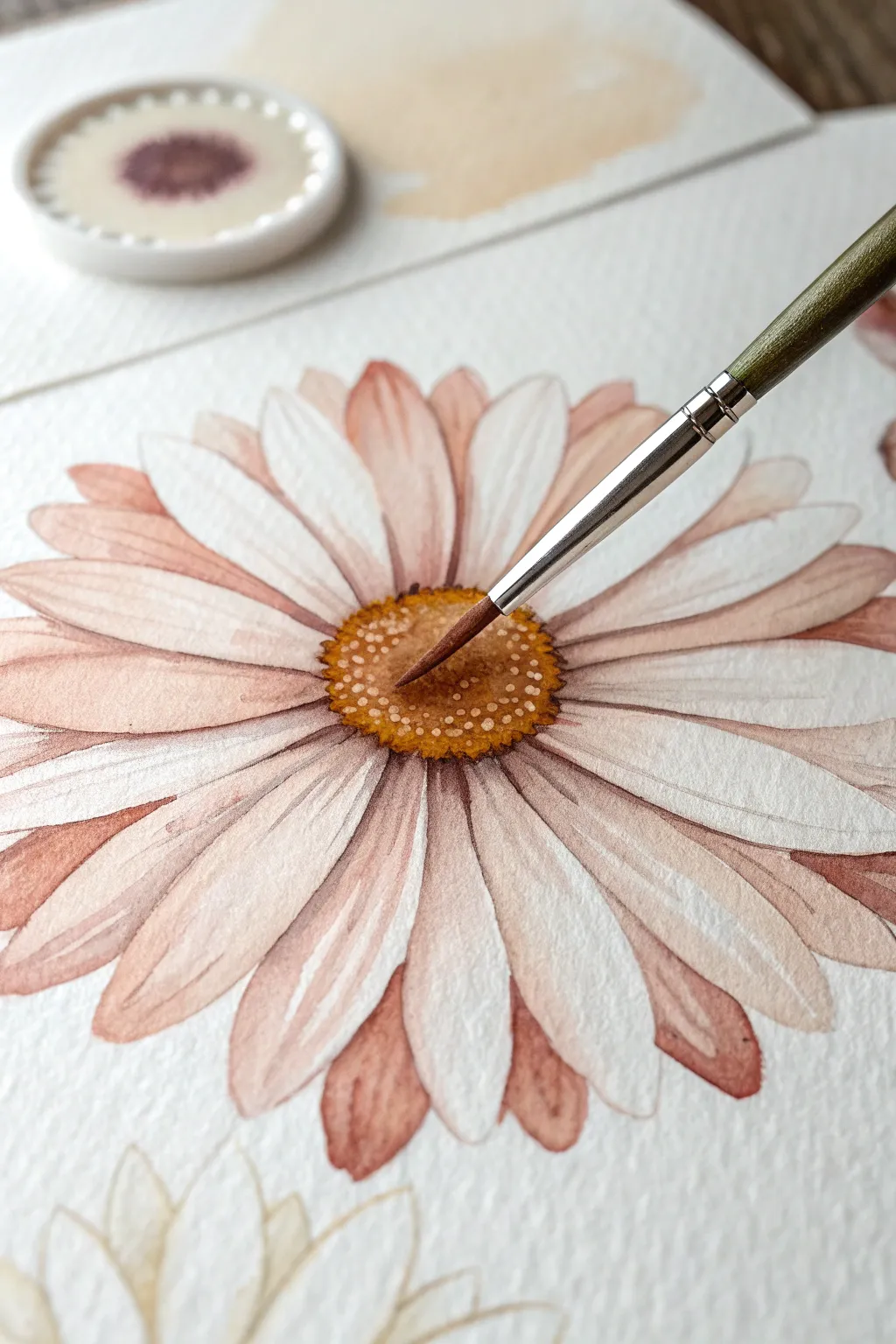 Classic two-color daisy petals in one sweep, showing a smooth light-to-dark blend in progress.