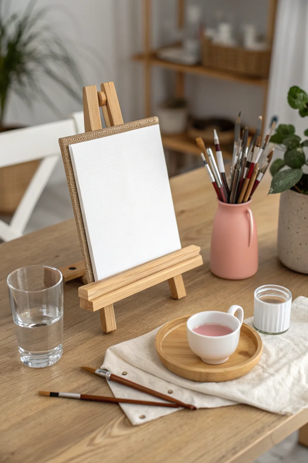 Turn your dining table into a chic at-home paint and sip studio with simple, tidy supplies.