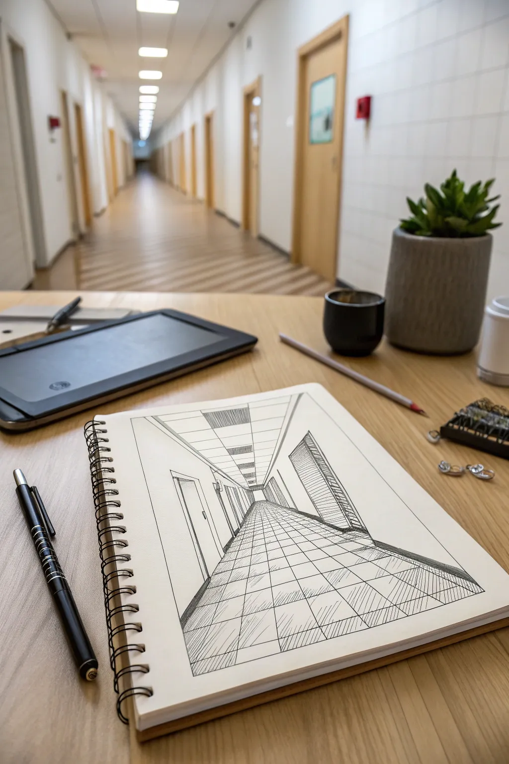Master one-point perspective with a clean hallway sketch that pulls your eye to the vanishing point.