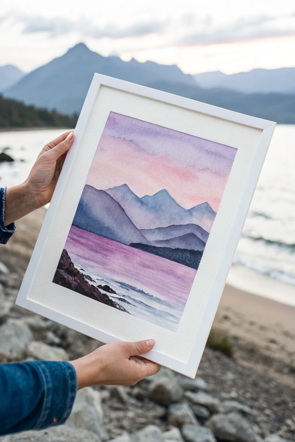 Pink-to-purple sunset gradient with a crisp black mountain silhouette, minimal and soothing