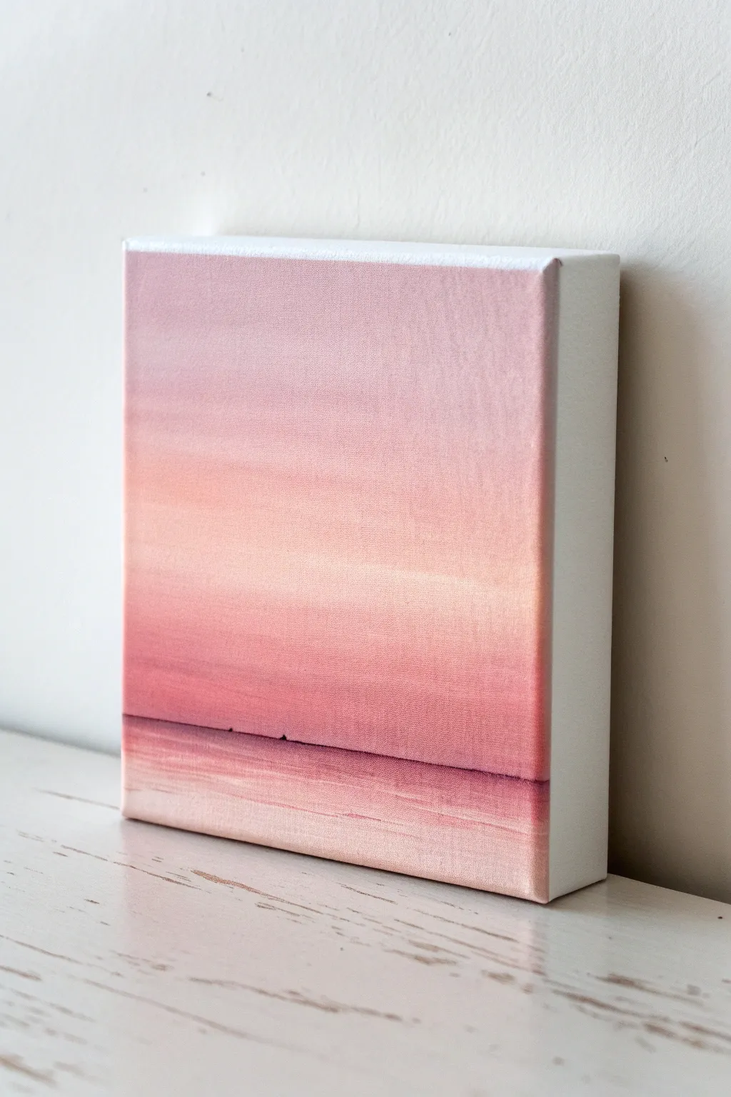 Soft pink ombre sunset sky on a small canvas, minimal and dreamy, perfect beginner paint idea