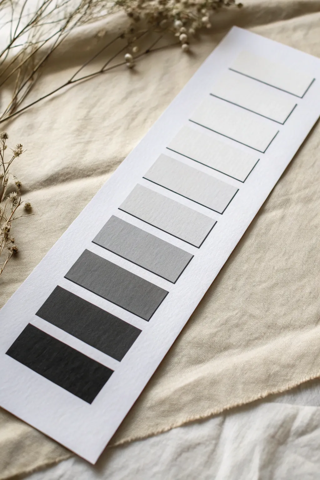 A crisp 9-step value scale ladder with a smooth gradient bar for practicing shading control