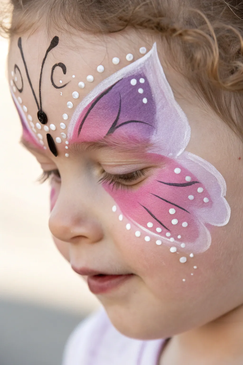 Flutter into fun with this dreamy butterfly mask! Simple sponge techniques for a classic, whimsical look.