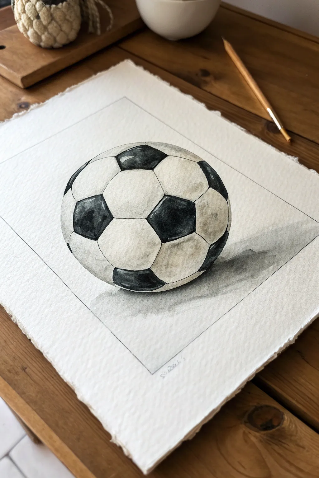 Capture the spirit of the game with this timeless, minimalist soccer ball painting idea.