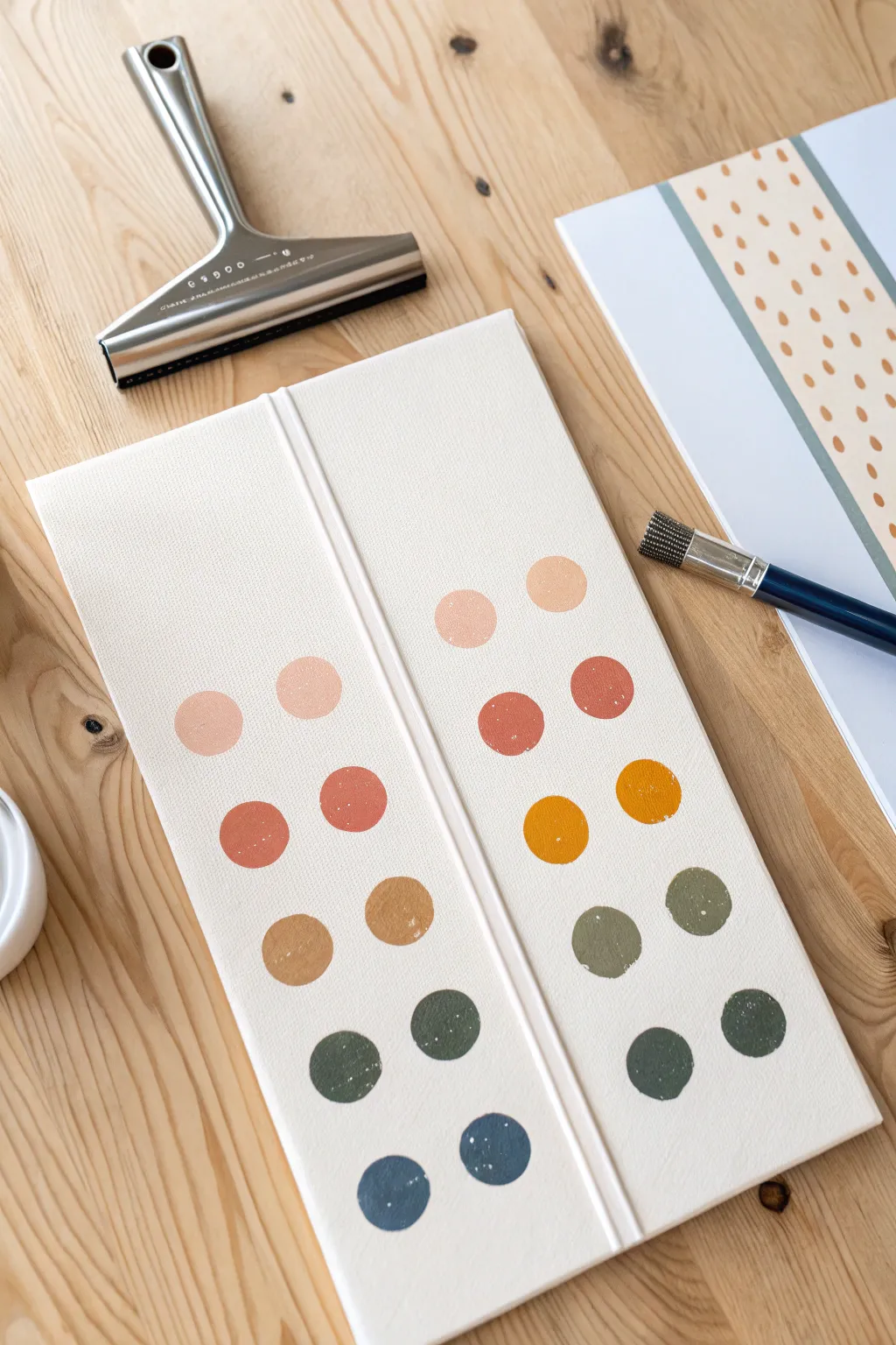 Dot-and-drag squeegee abstract: paint dots transformed into one clean, blended pull