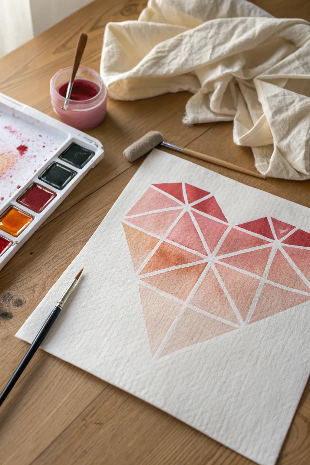 Reveal crisp lines and vibrant colors with this easy tape resist heart art.