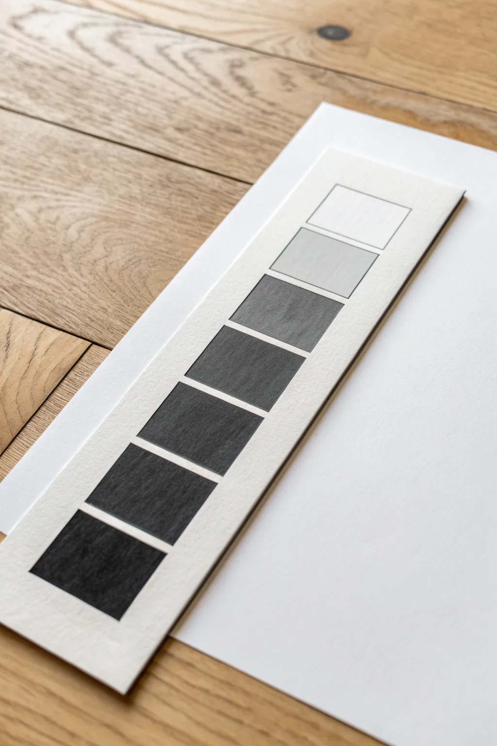 Create a clean 5-step value scale strip from pure white to deep graphite black for practice.