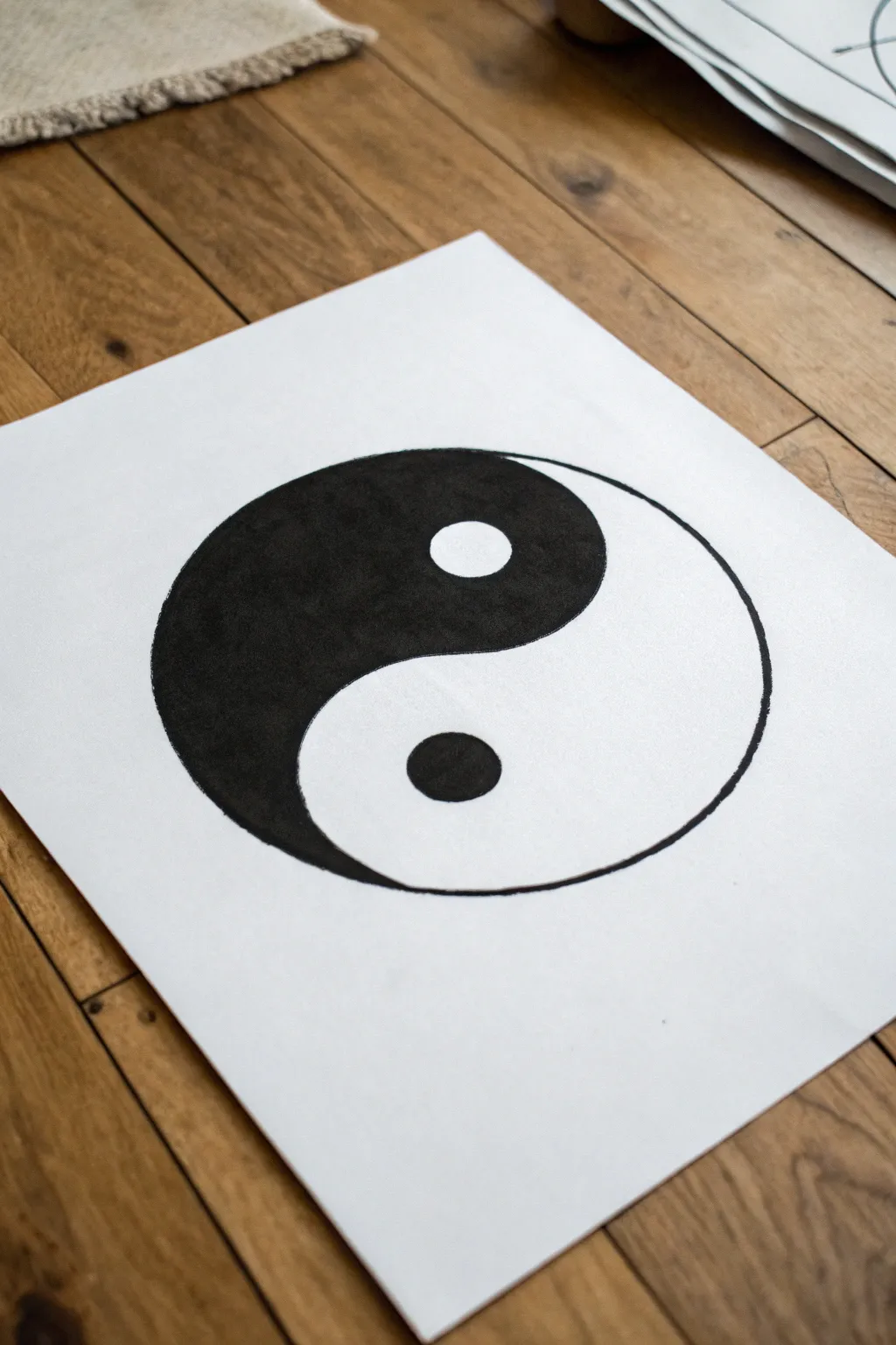 Classic clean-line yin yang in bold black and white for timeless minimalist drawing inspiration