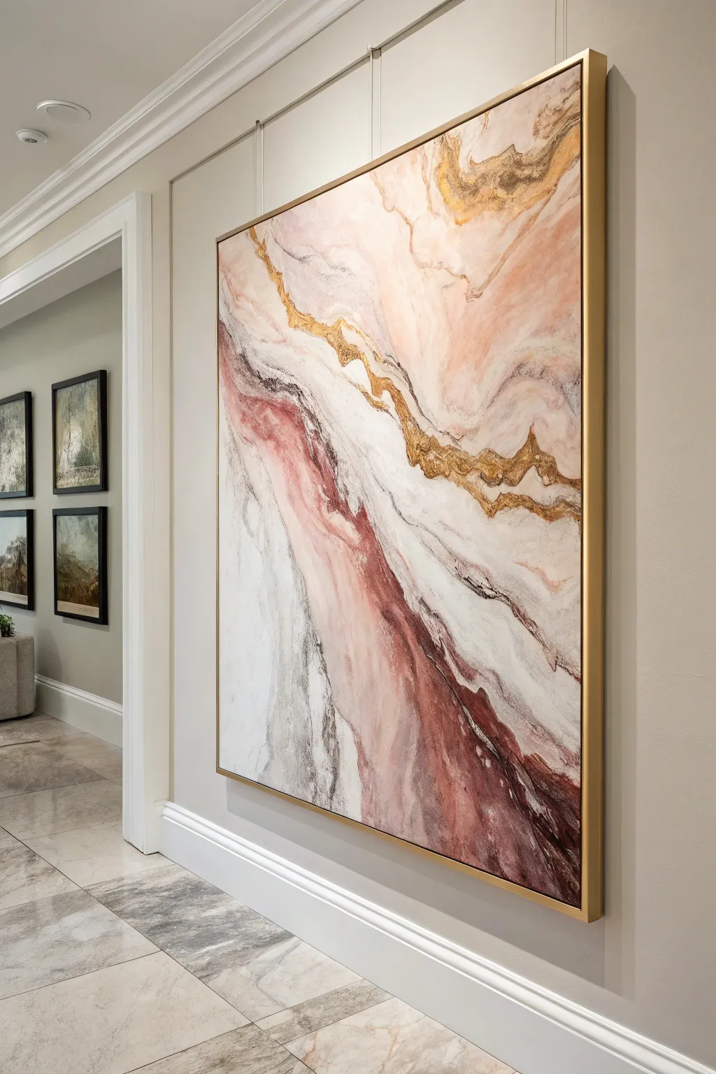 Moody marbled swirls with soft edges and translucent layers for a serene abstract wall look