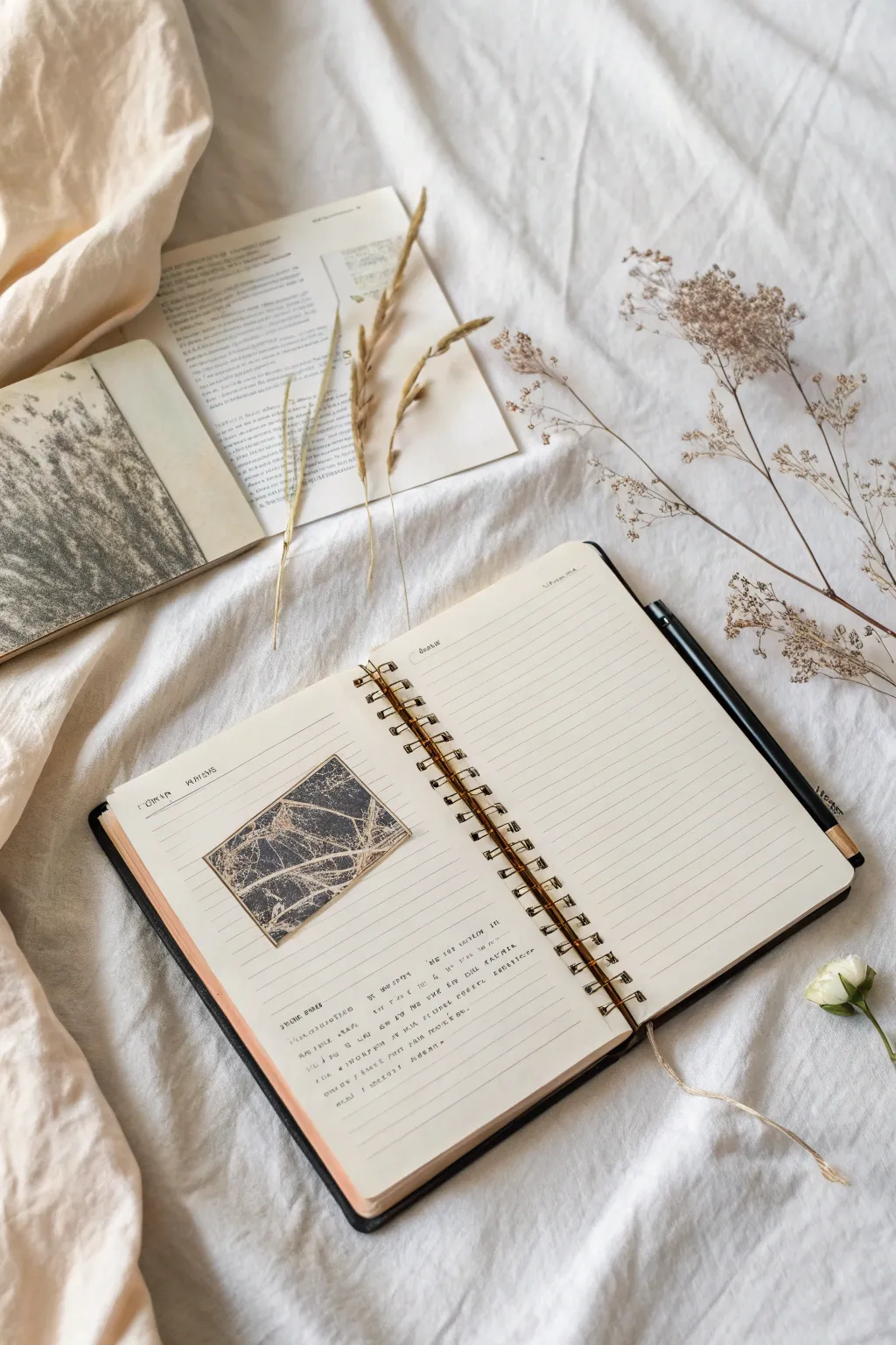 Hand tracing page: dense charcoal hand vs airy collage space for holding on and letting go.