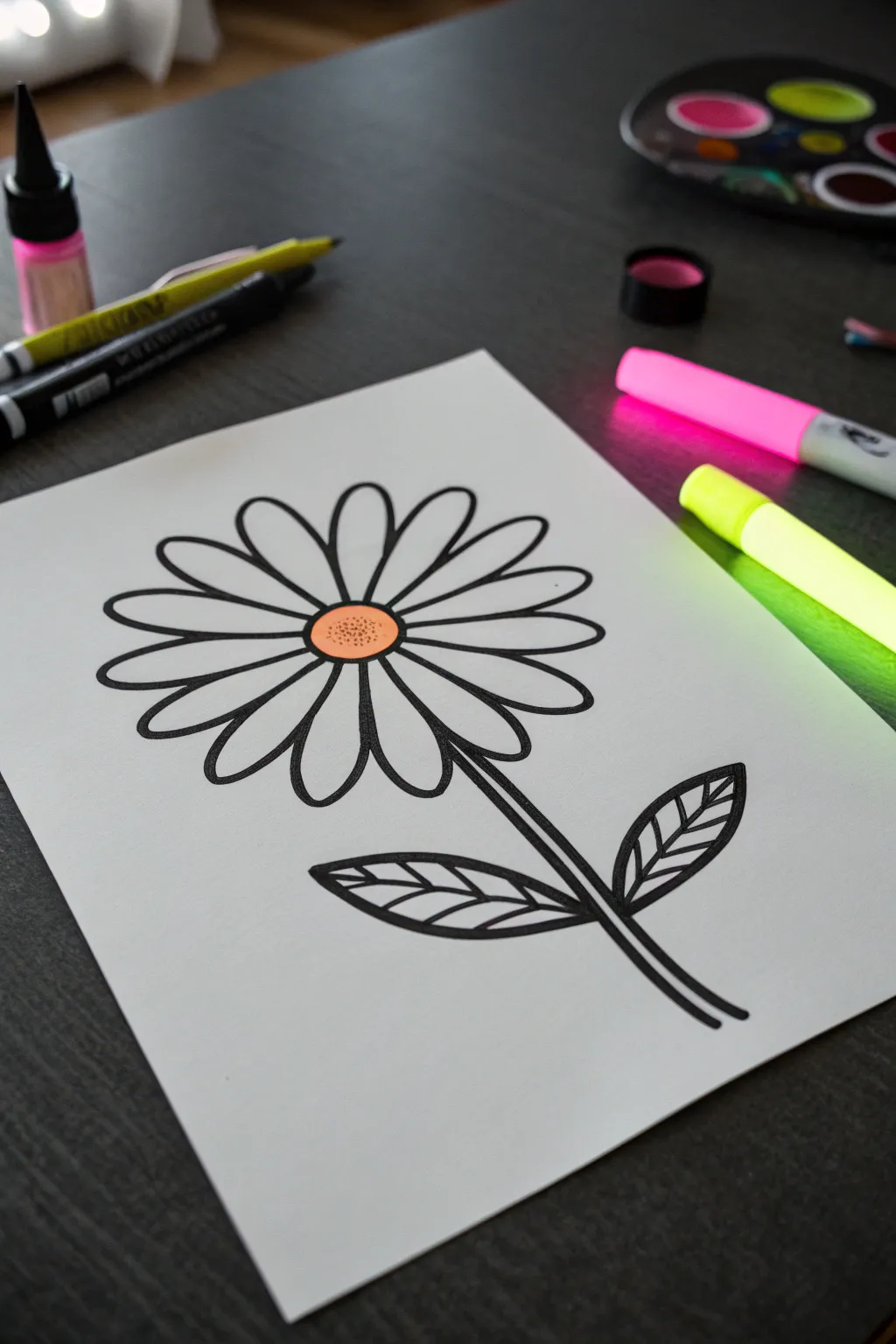 Bold black outlines with glowing neon UV accents for an easy blacklight painting that pops