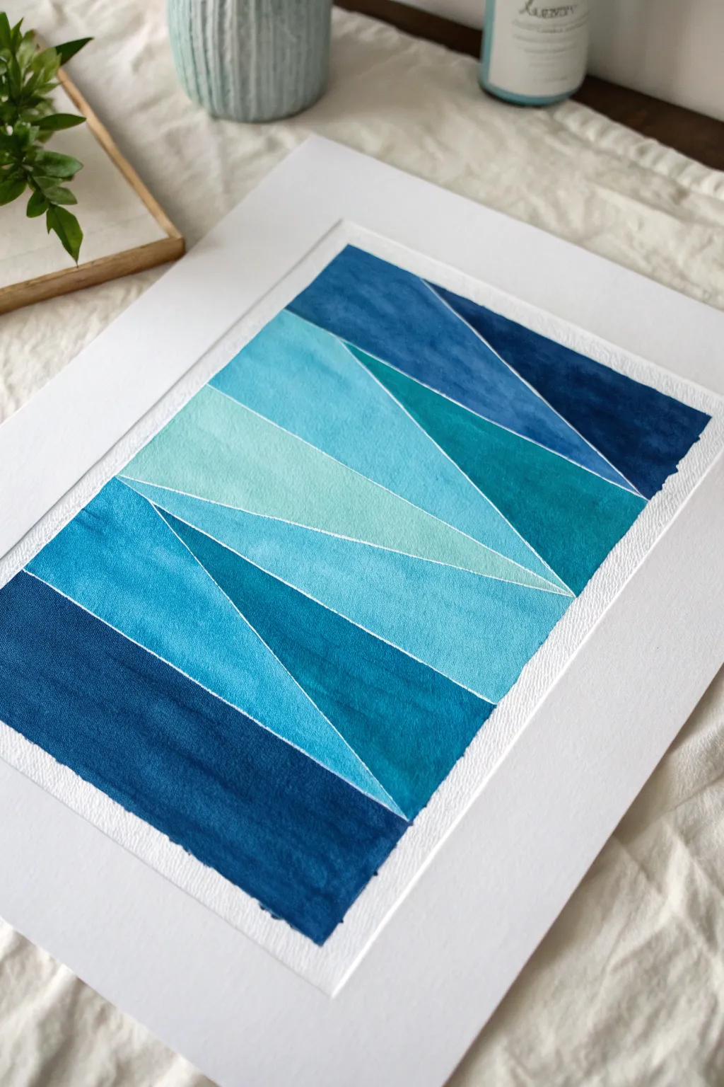 Modern calm in blue: soft-edged color blocking in sky, teal, and navy for minimalist walls