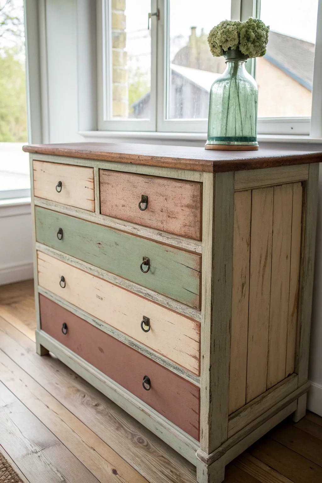 Layered color washes for a softly worn-in boho finish, rich depth, and visible brush texture