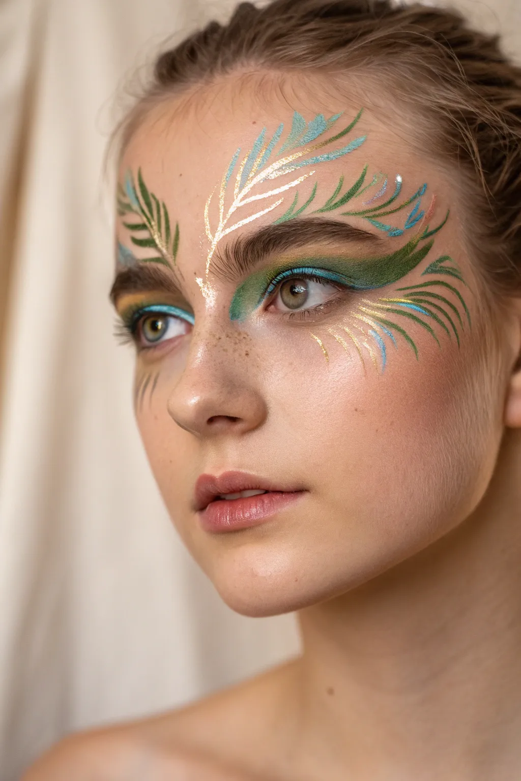 Transform your look with these artistic feather brushstrokes for a chic carnival vibe.