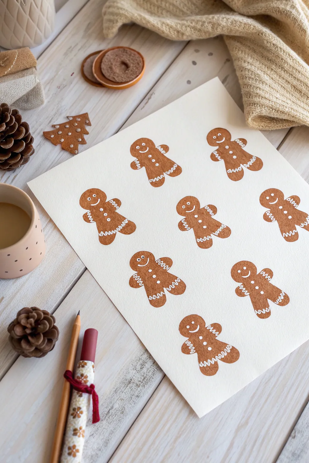 Sweet thumbprint gingerbread lineup: a simple kid-made Christmas painting you can finish in minutes